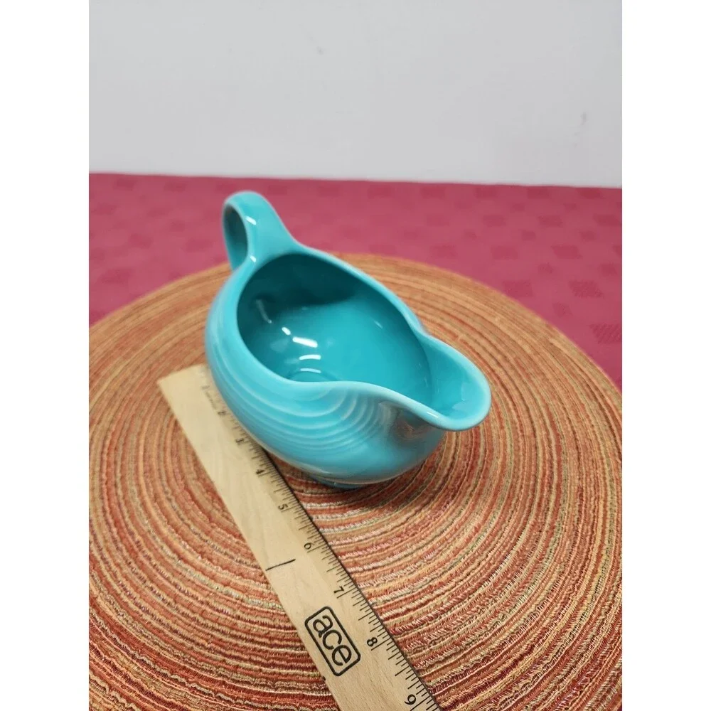 Vintage Fiesta Turquoise Gravy Boat Homer Laughlin 2005 Never Used Made In USA